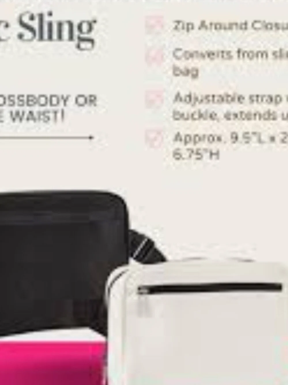 Thirty-One Black Colorblok Classic Sling Bag Women's New